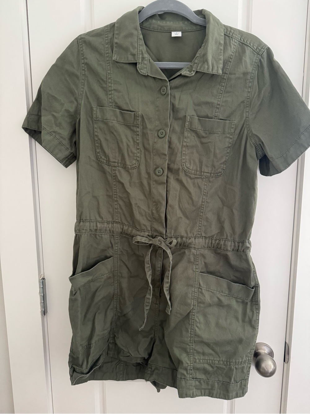 Old Navy Olive Utility Short-Sleeve Romper